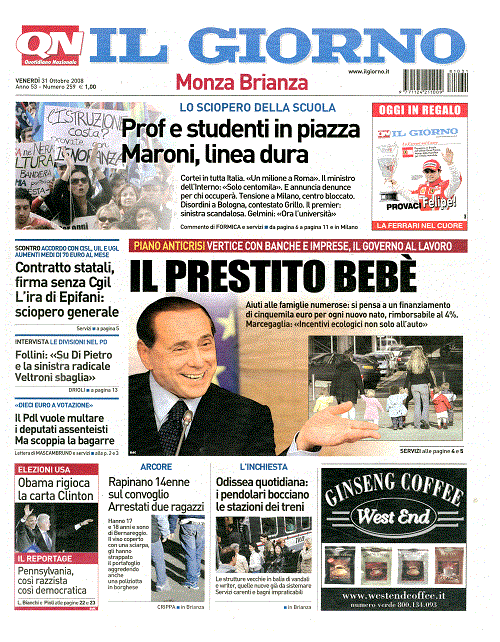 Il Giorno 31/10/2008